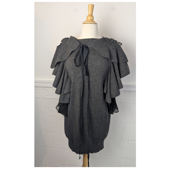 Sacai Dresses & Skirts - Sacai • Wool Ruffle Bow Sweater Dress
